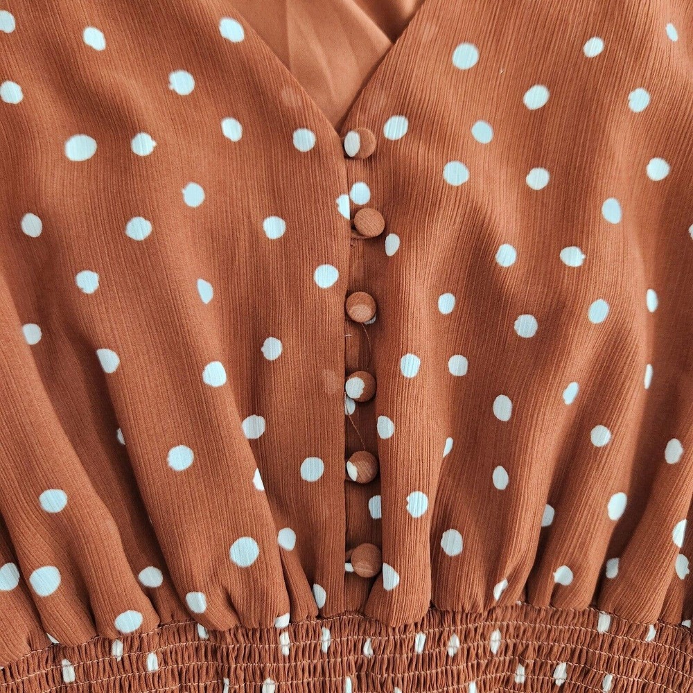 Madewell Smocked Waist Mini Dress Button-Front Short Sleeve V Neck Size XS - Picture 8 of 14